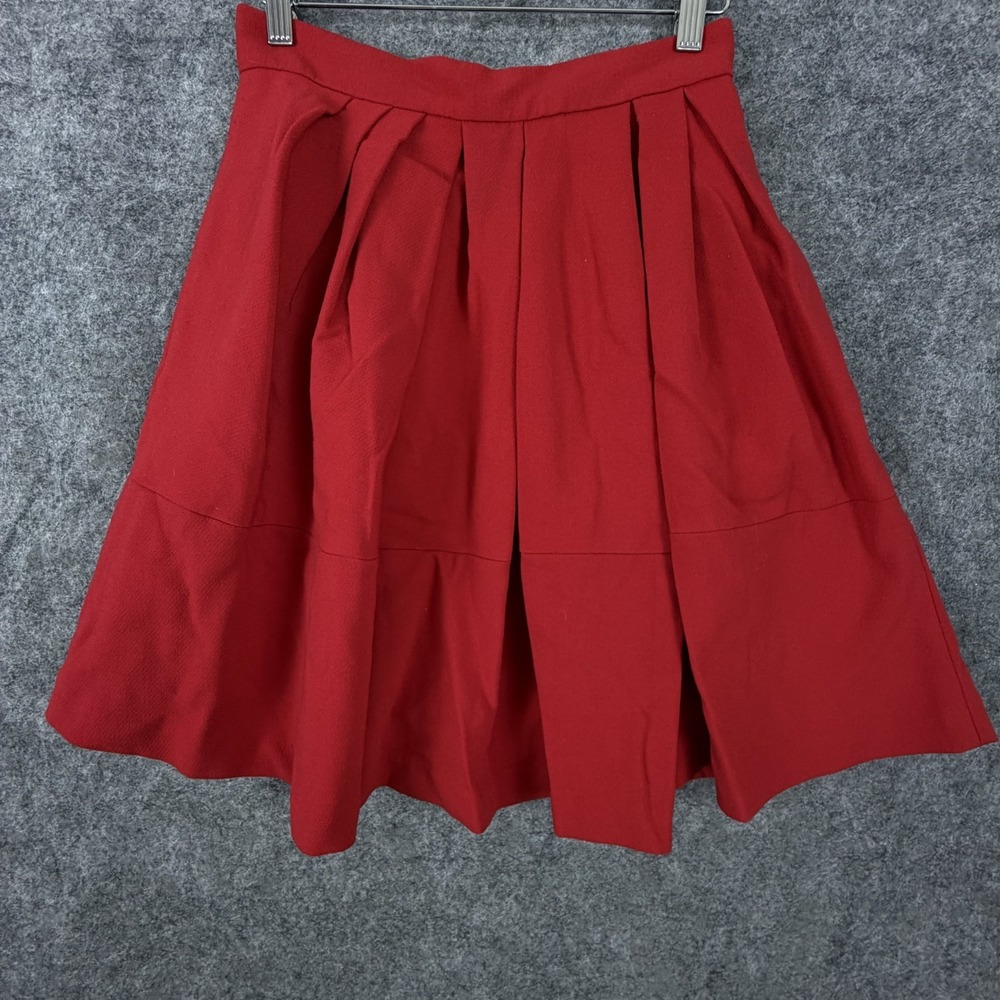 Banana Republic Flare Skirt Women 4 Petite‎ Red Preppy Schoolgirl Office Siren